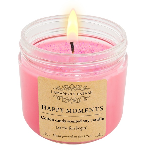 "HAPPY MOMENTS" - Cotton Candy Scented Candle - 100% Soy - Handmade - Picture 1 of 8